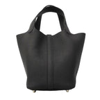Hermes Handbag Picotin Lock PM Taurillon Clemence Canvas Silver — view 6