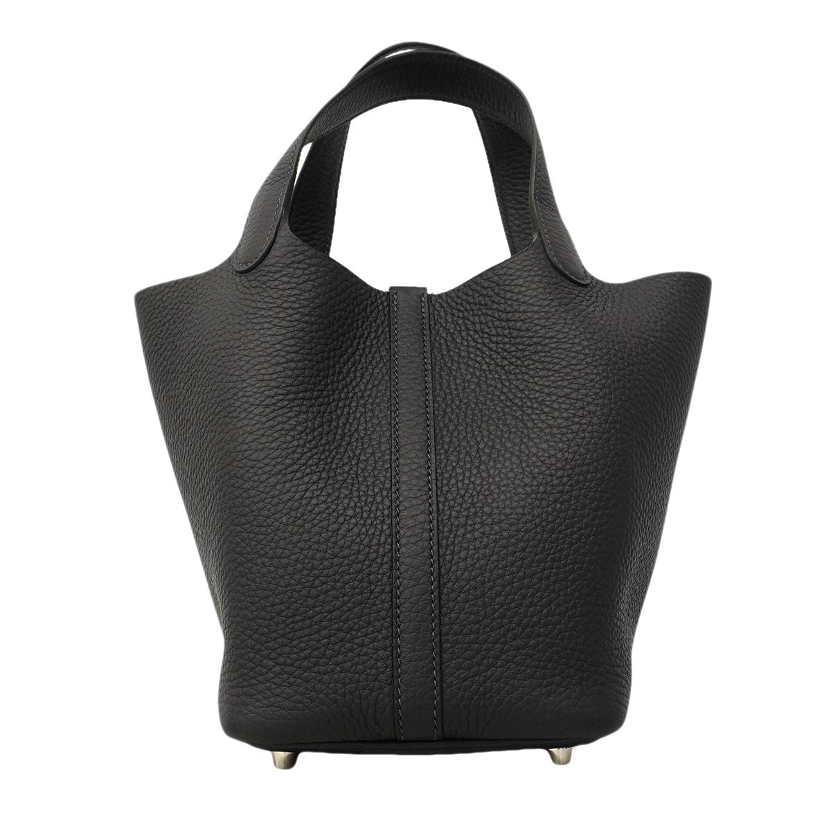 Hermes Handbag Picotin Lock PM Taurillon Clemence Canvas Silver — view 6