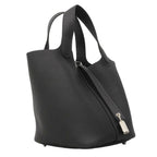 Hermes Handbag Picotin Lock PM Taurillon Clemence Canvas Silver — view 2