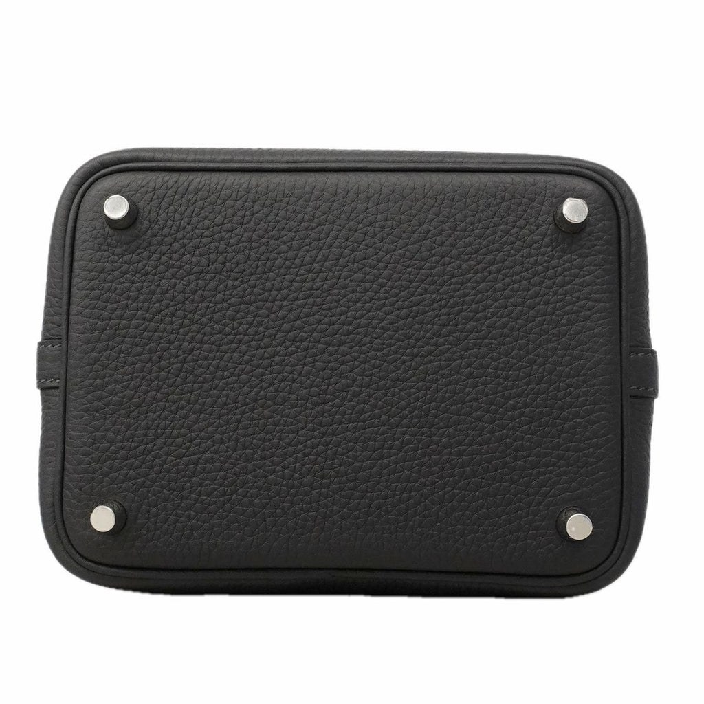 Hermes Handbag Picotin Lock PM Taurillon Clemence Canvas Silver — view 3