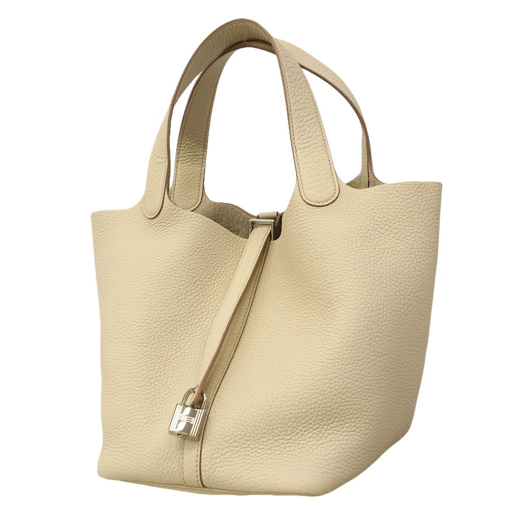 Hermes Handbag Picotin Lock MM Taurillon Clemence Cles Silver