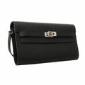 Hermes Shoulder Wallet Kelly Tougo Veau Epsom Black Silver
