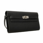 Hermes Shoulder Wallet Kelly Tougo Veau Epsom Black Silver