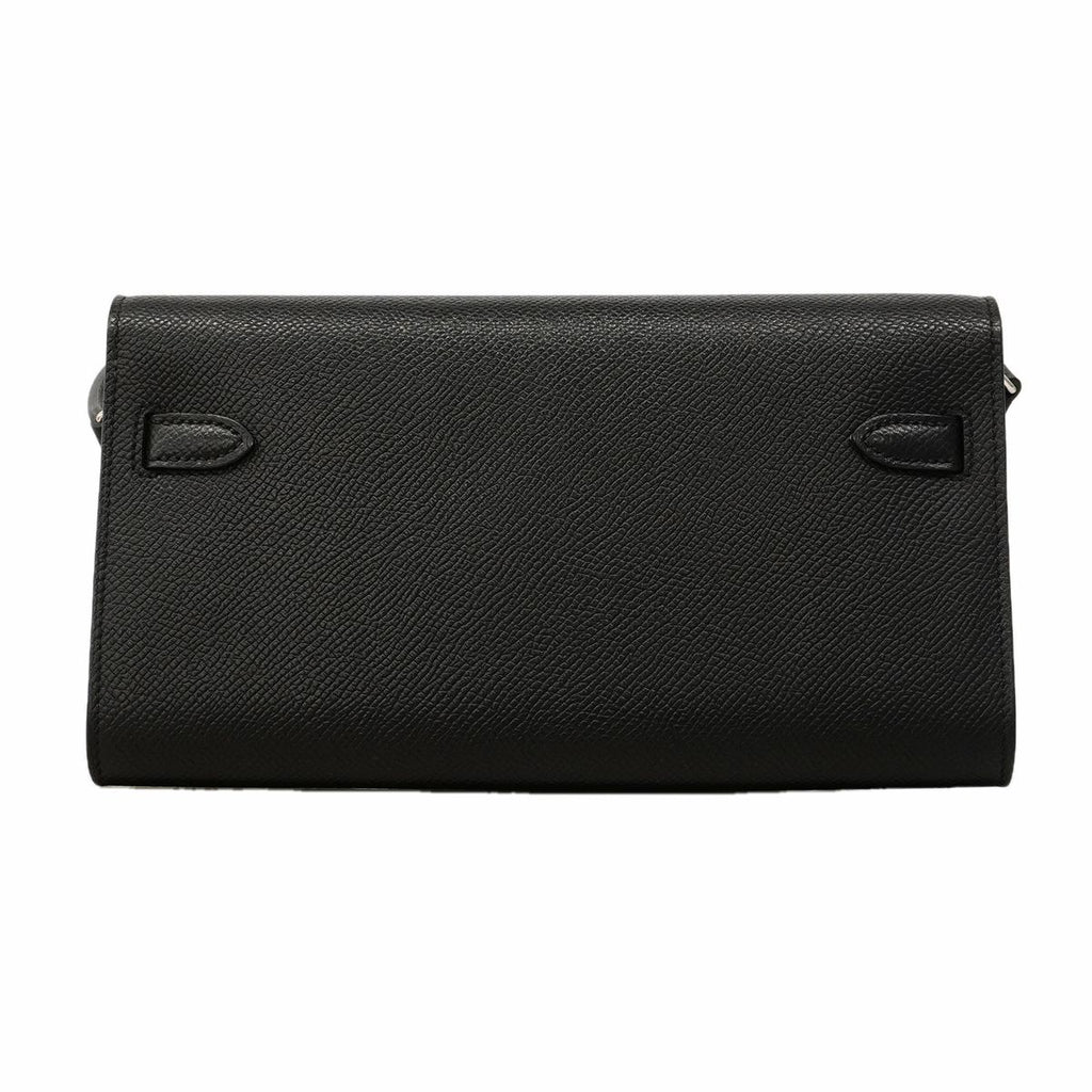 Hermes Shoulder Wallet Kelly Tougo Veau Epsom Black Silver — view 8