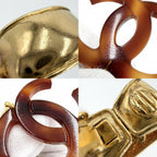 Chanel Earrings CC Logo Coco Swing Plastic Gold Plated Brown — view 4