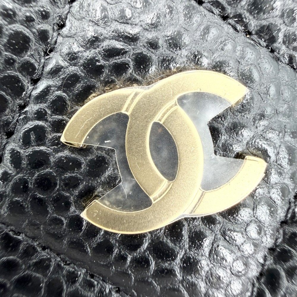 Chanel Chain Wallet Quilted CC Logo Shoulder Bag Turnlock Crossbody Caviar — view 6