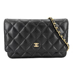 Chanel Chain Wallet Quilted CC Logo Shoulder Bag Turnlock Crossbody Caviar