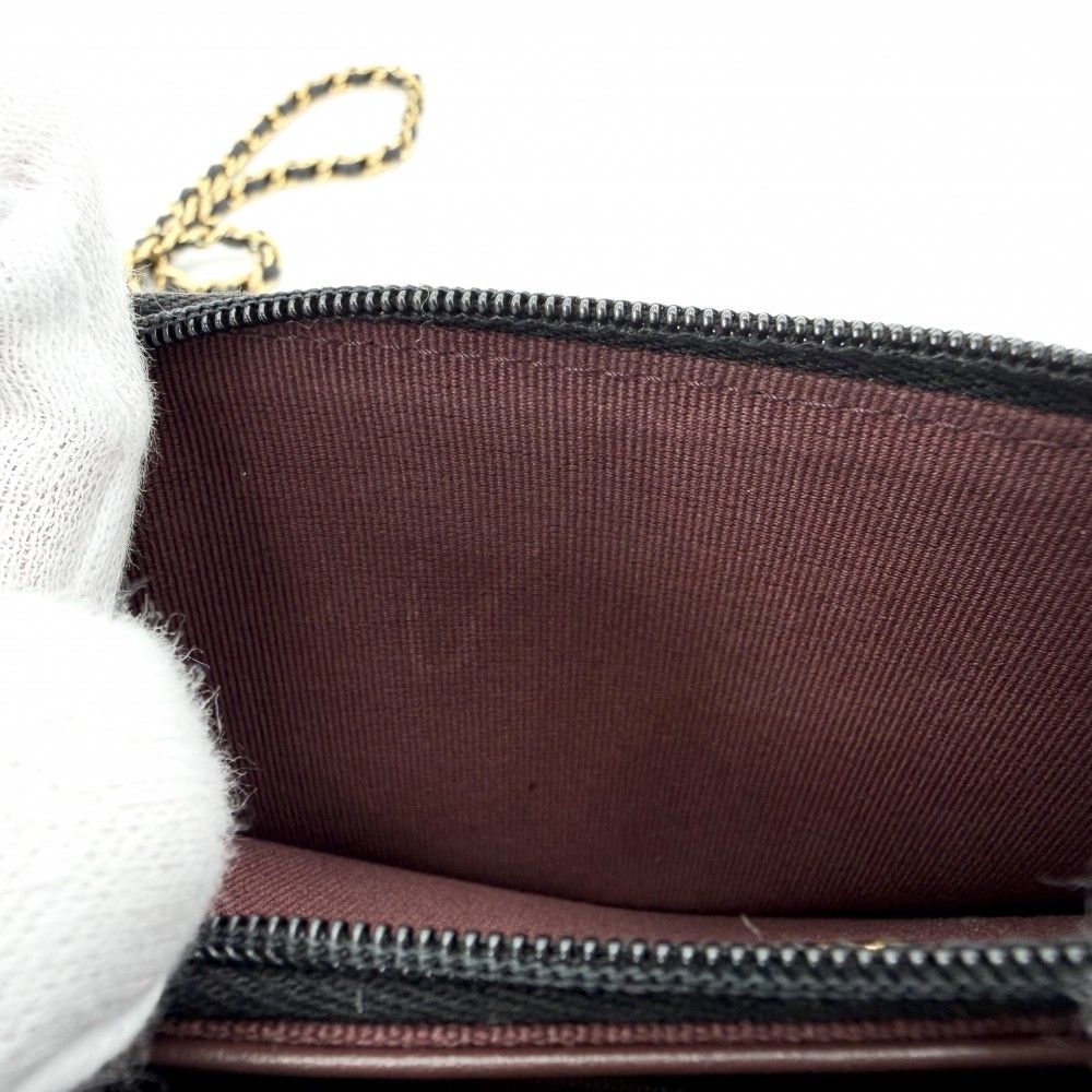 Chanel Chain Wallet Quilted CC Logo Shoulder Bag Turnlock Crossbody Caviar — view 9