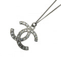 Chanel Necklace CC Logo with Adjuster Star Rhinestone 13c Silver