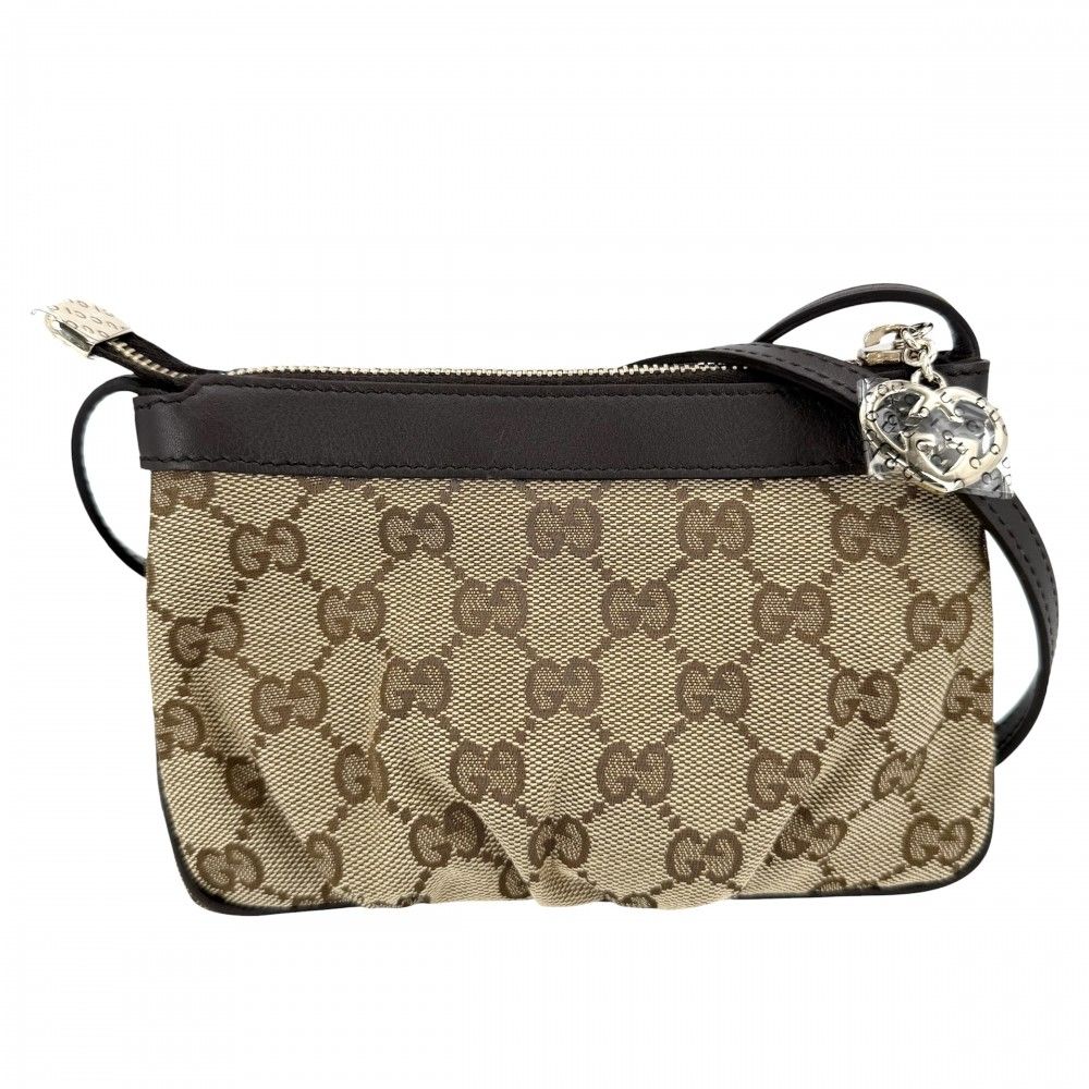 Gucci Shoulder Bag Crossbody GG Supreme Canvas Beige Brown Gold