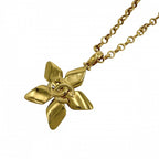Chanel Necklace CC Logo Long Pendant Flower Motif Gold Plated