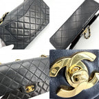 Chanel Shoulder Bag Quilted 23 Double Chain Flap Crossbody CC Logo Turnlock — view 9