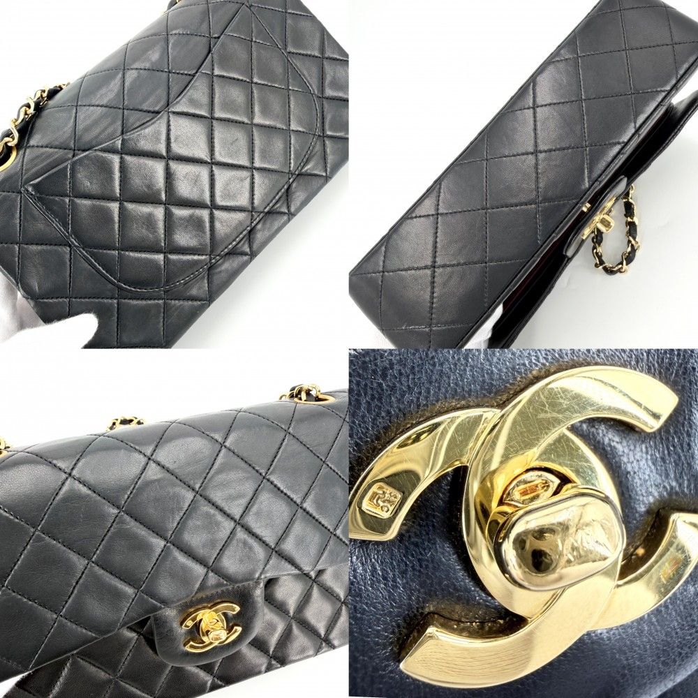Chanel Shoulder Bag Quilted 23 Double Chain Flap Crossbody CC Logo Turnlock — view 9