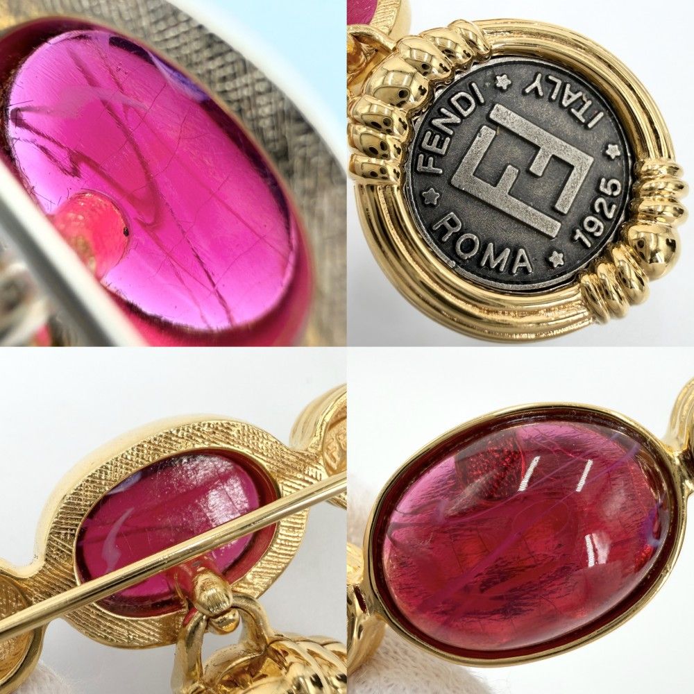 Fendi Brooch FF Color Stone Gold — view 4