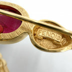 Fendi Brooch FF Color Stone Gold — view 3