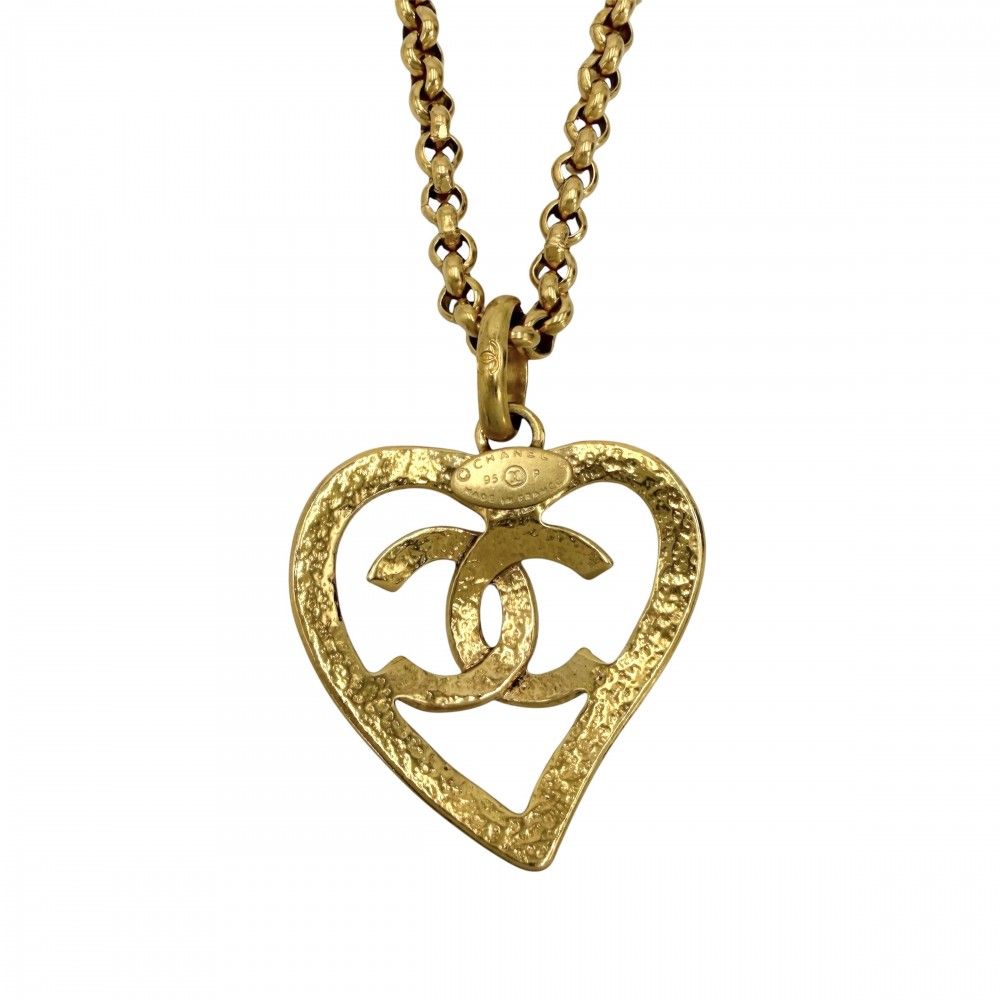 Chanel Necklace CC Logo Heart Vintage Chain Gold Plated — view 2