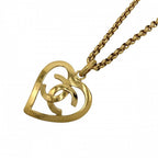 Chanel Necklace CC Logo Heart Vintage Chain Gold Plated
