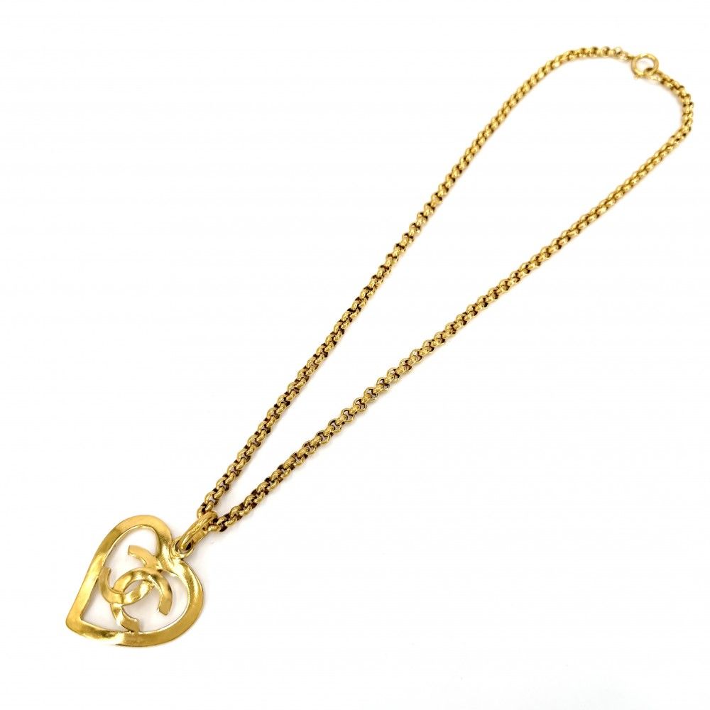 Chanel Necklace CC Logo Heart Vintage Chain Gold Plated — view 5