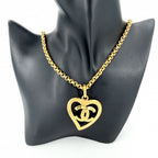 Chanel Necklace CC Logo Heart Vintage Chain Gold Plated — view 3
