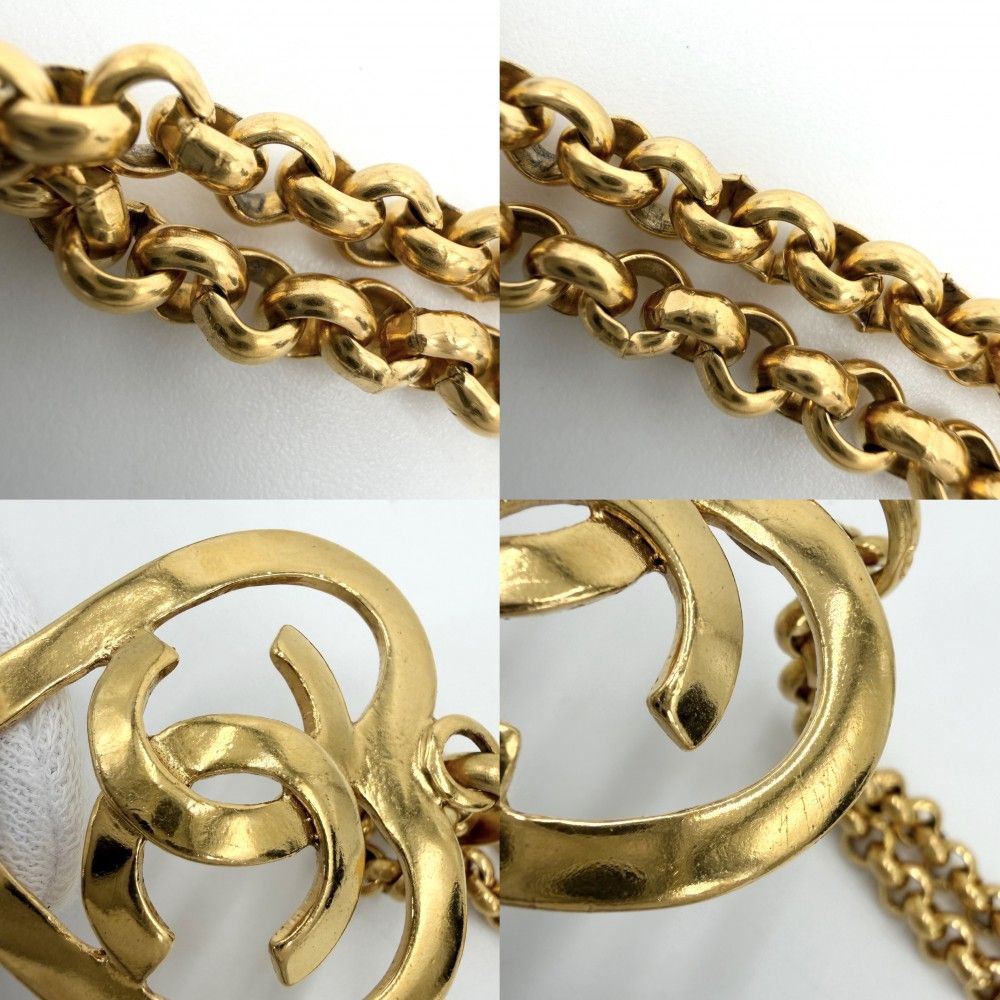 Chanel Necklace CC Logo Heart Vintage Chain Gold Plated — view 8