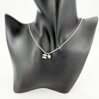 Chanel Necklace Heart CC Logo Rhinestone Silver — view 3