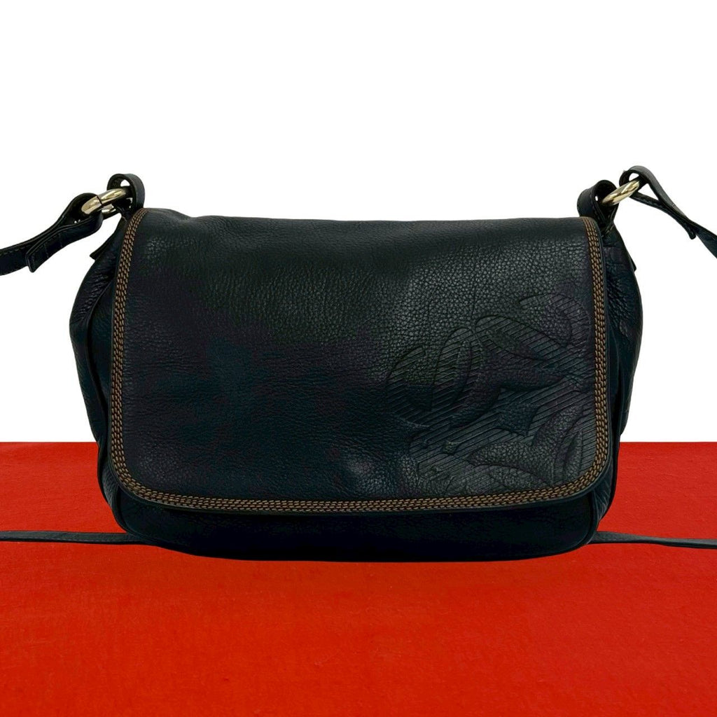 Loewe Vintage Anagram Logo Leather Shoulder Bag Pochette Crossbody Brown