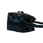 Celine Vintage Logo Leather Shoulder Bag Drawstring Crossbody Pochette Navy — view 6