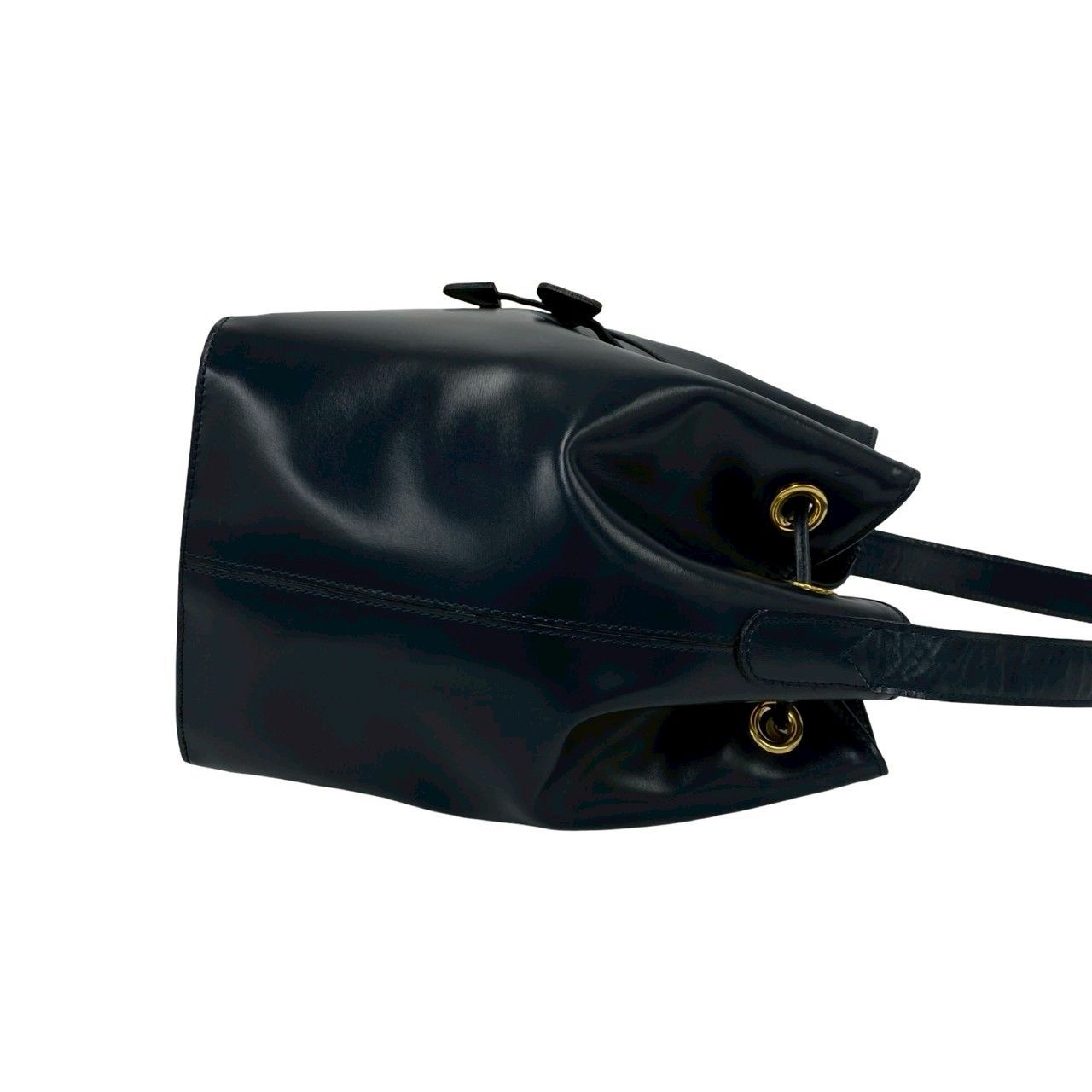 Celine Vintage Logo Leather Shoulder Bag Drawstring Crossbody Pochette Navy — view 6