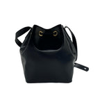 Celine Vintage Logo Leather Shoulder Bag Drawstring Crossbody Pochette Navy — view 3