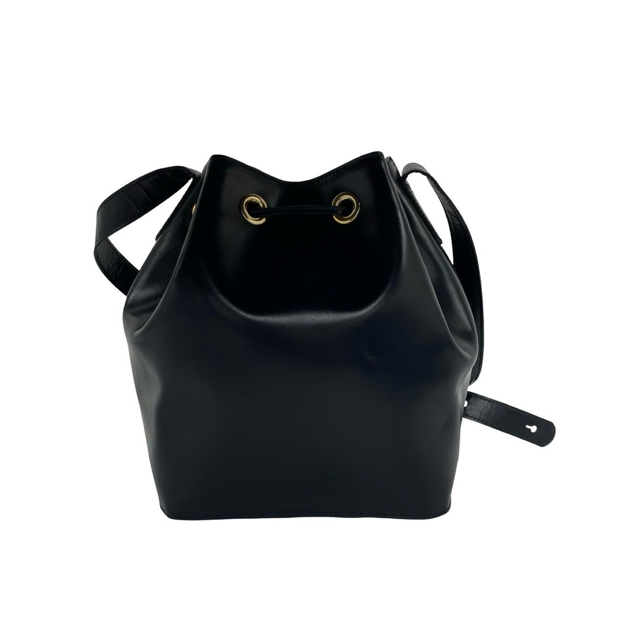 Celine Vintage Logo Leather Shoulder Bag Drawstring Crossbody Pochette Navy — view 3