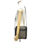 Gucci Diamante Leather Shoulder Bag Crossbody Pochette Cross Beige Black