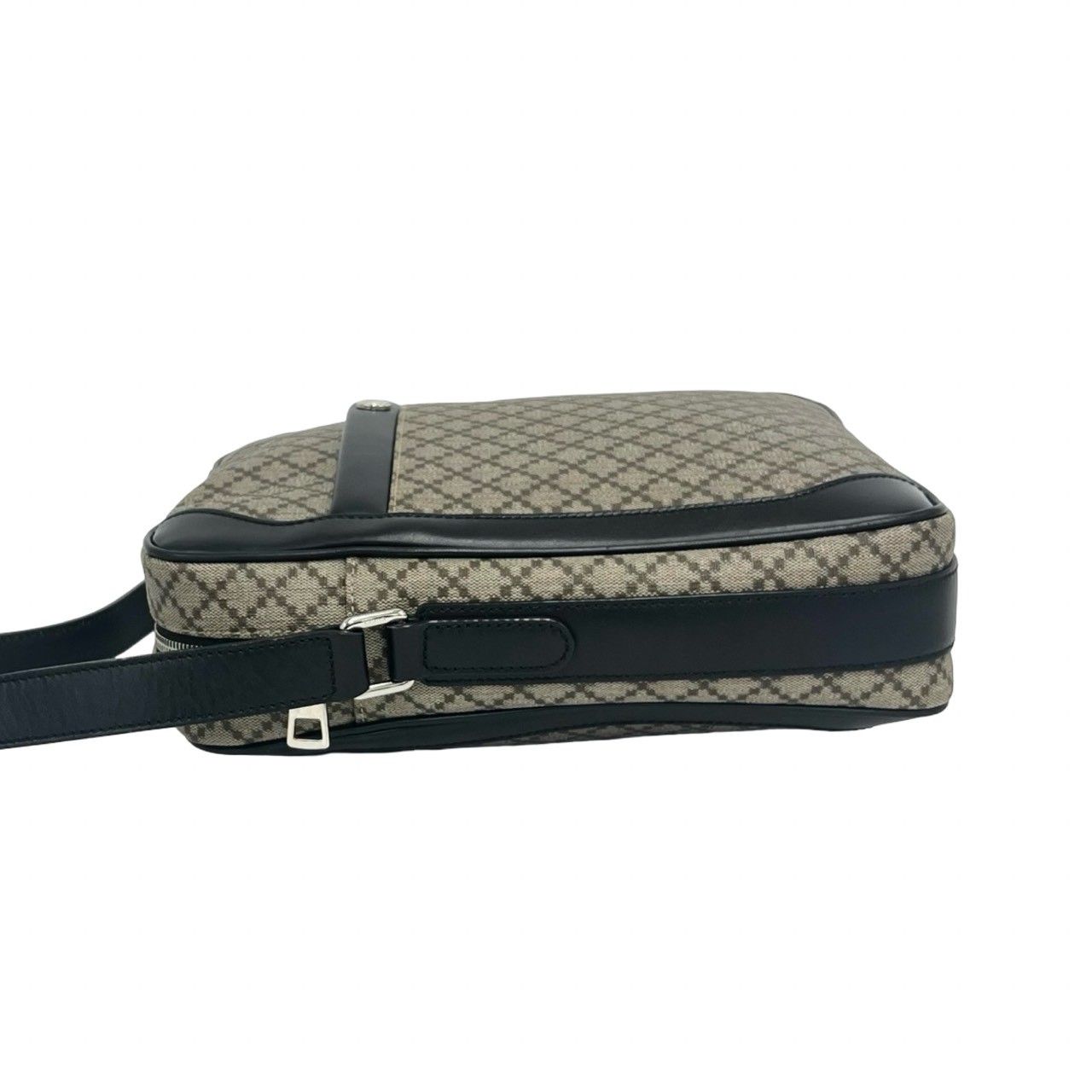 Gucci Diamante Leather Shoulder Bag Crossbody Pochette Cross Beige Black