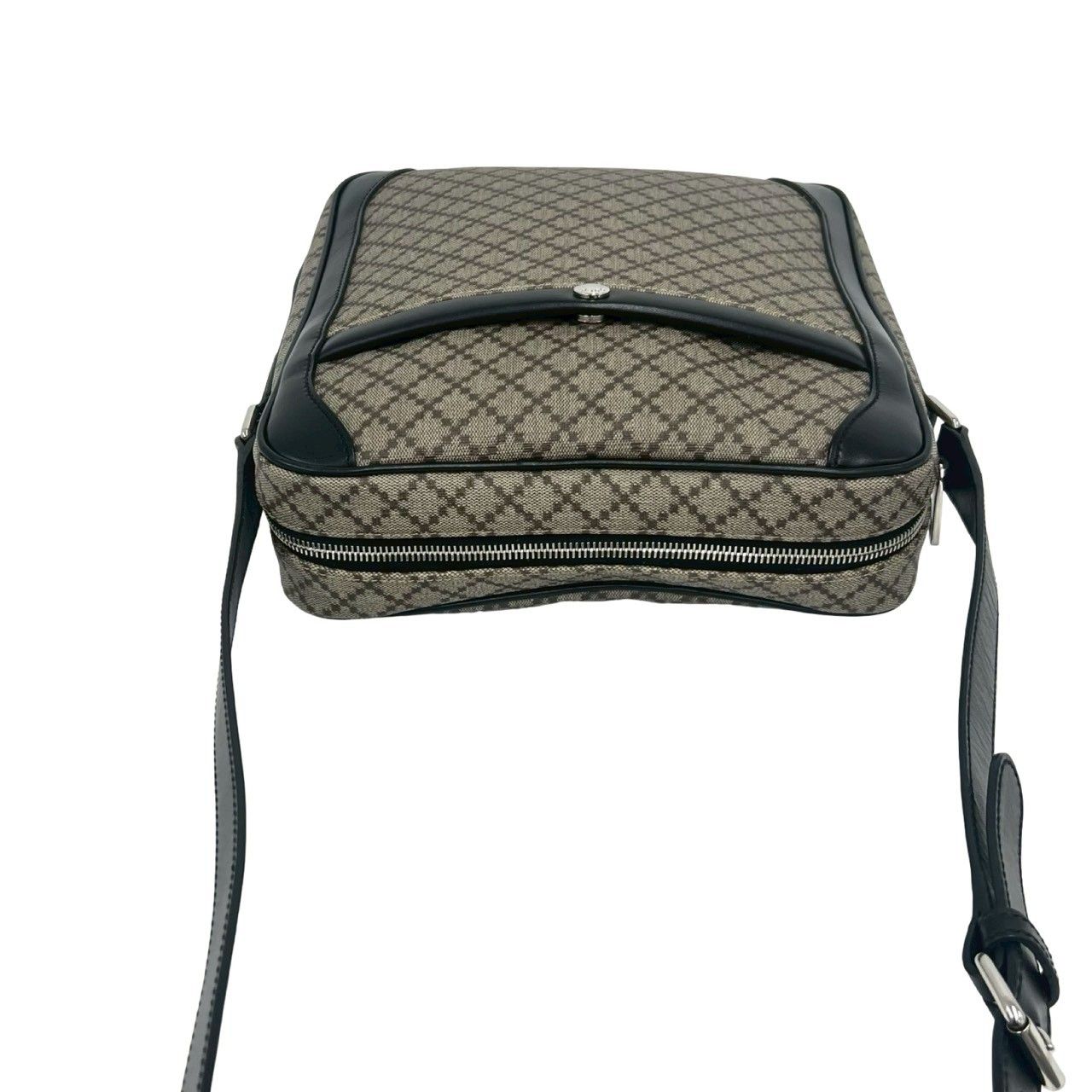 Gucci Diamante Leather Shoulder Bag Crossbody Pochette Cross Beige Black