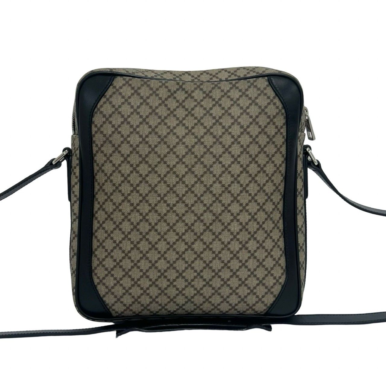 Gucci Diamante Leather Shoulder Bag Crossbody Pochette Cross Beige Black