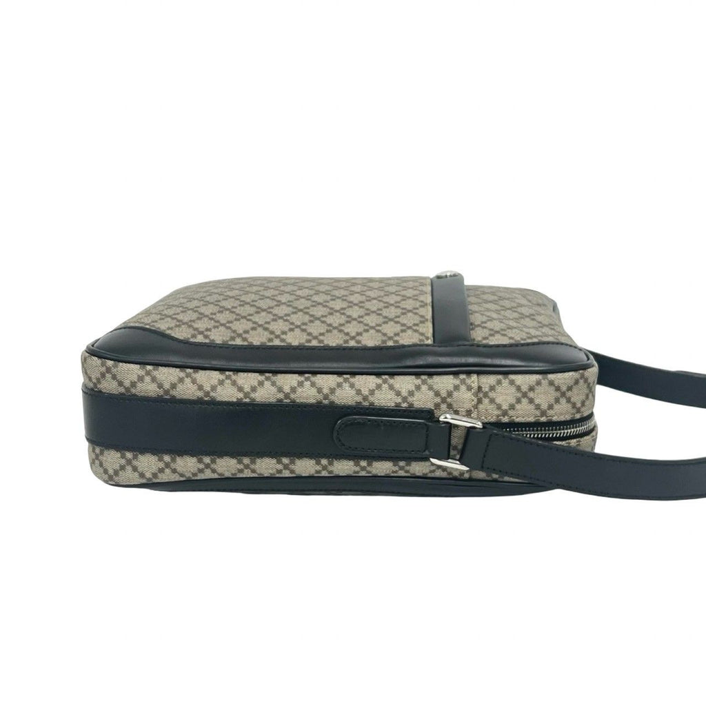 Gucci Diamante Leather Shoulder Bag Crossbody Pochette Cross Beige Black