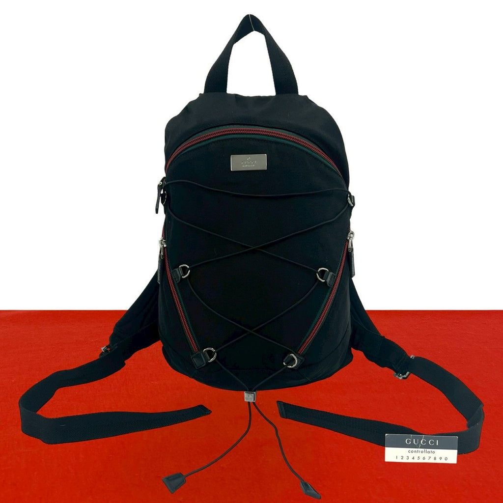 Gucci Sherry Line Logo Nylon Backpack Mini Black