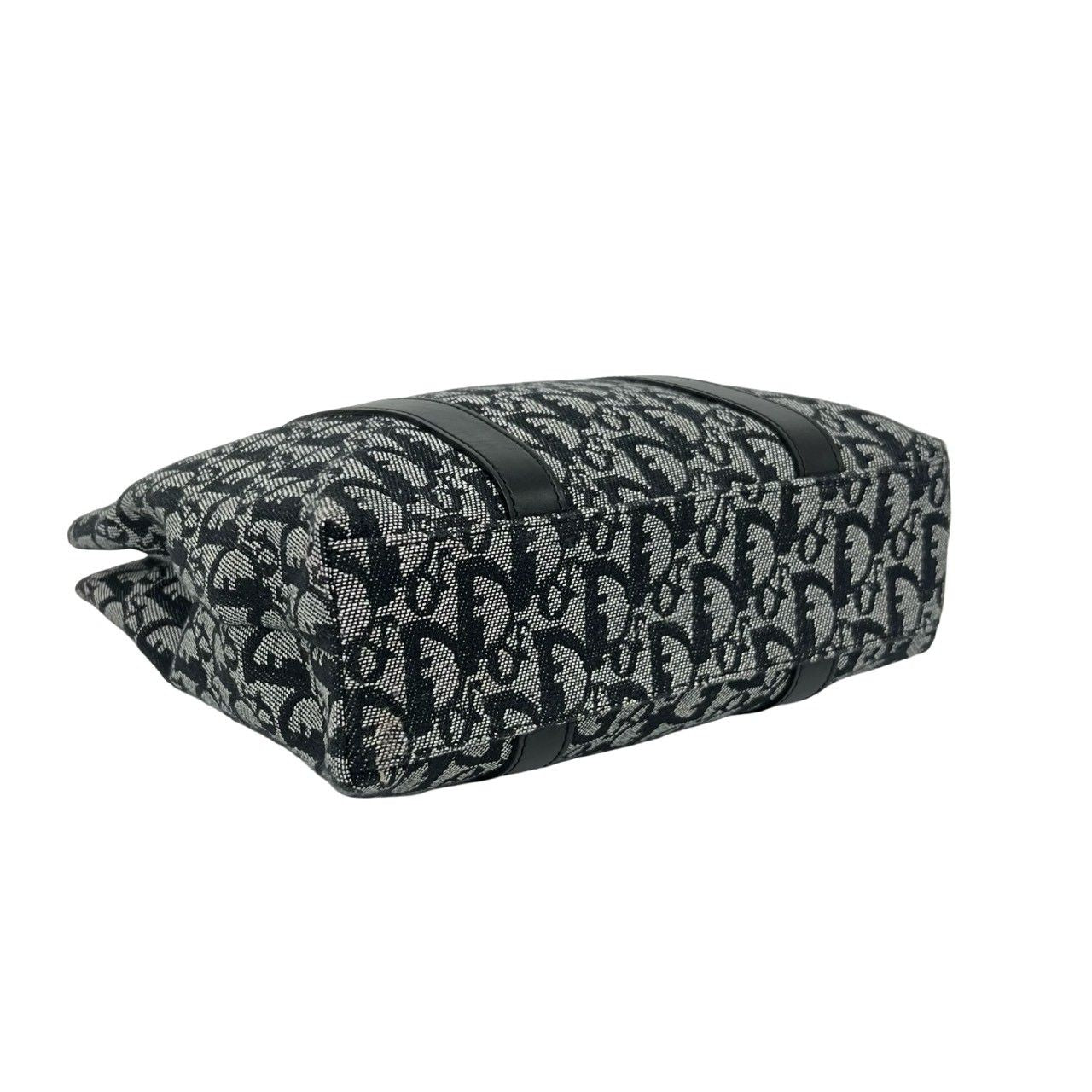 Dior Trotter Pattern Canvas Leather Handbag Mini Tote Black — view 7