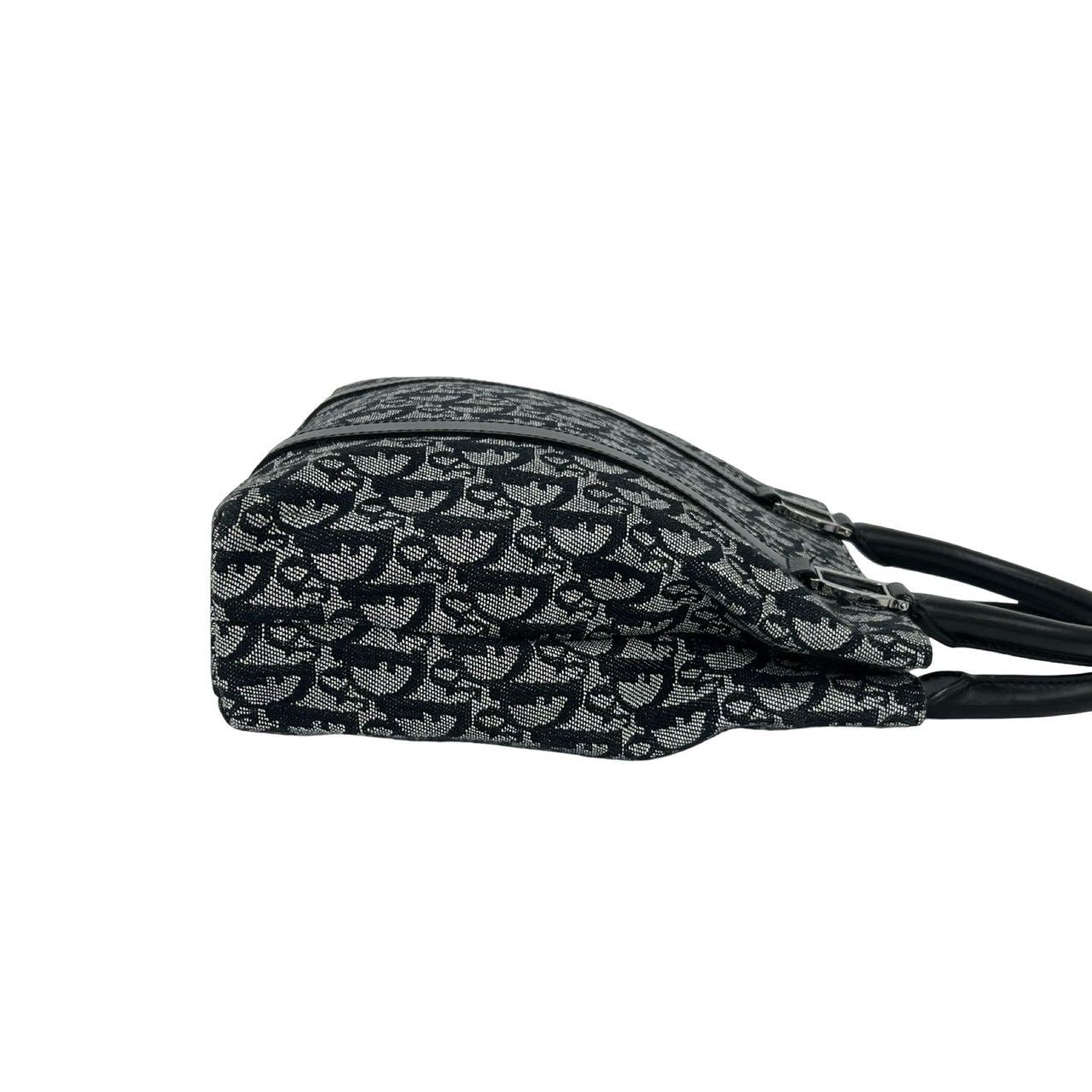 Dior Trotter Pattern Canvas Leather Handbag Mini Tote Black — view 6