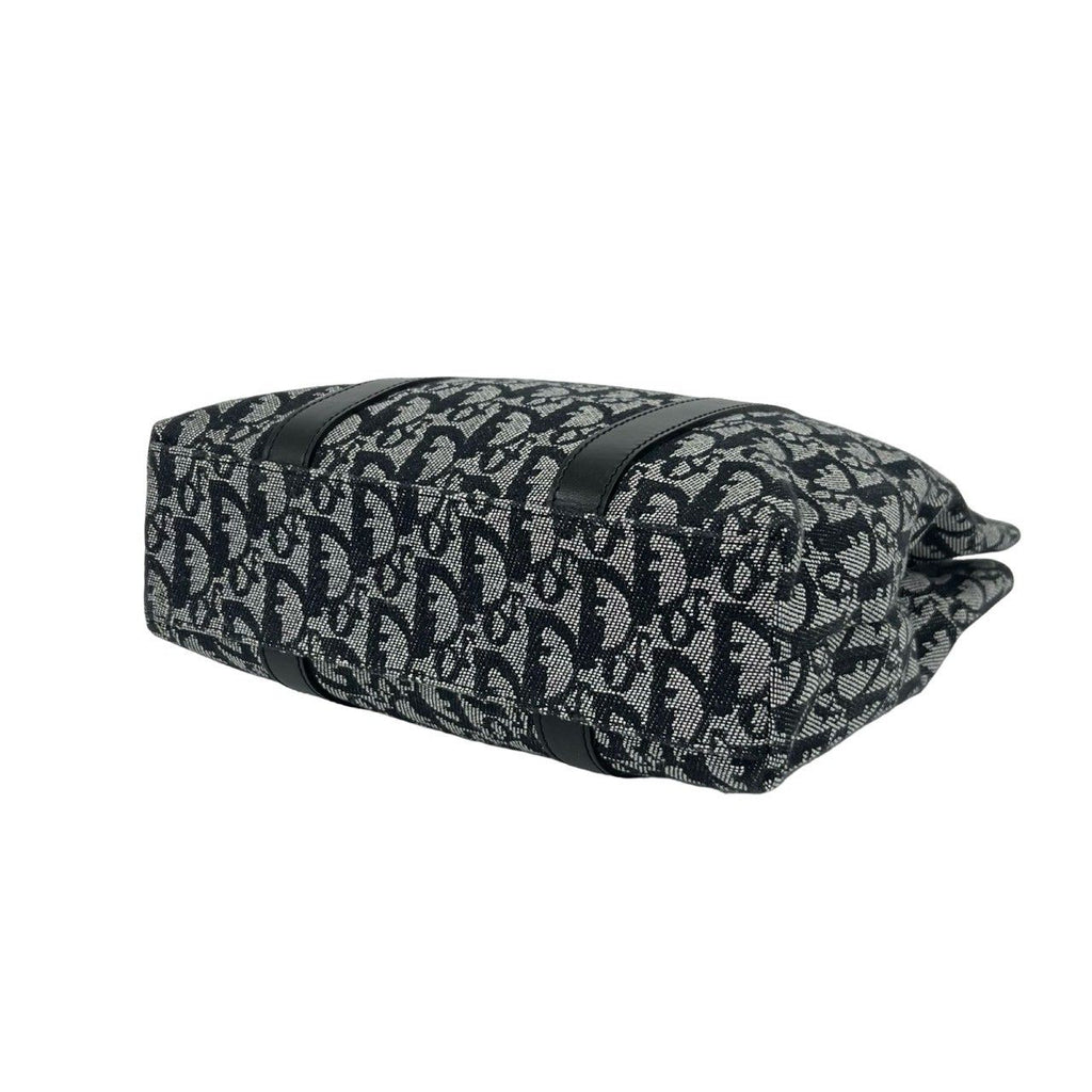 Dior Trotter Pattern Canvas Leather Handbag Mini Tote Black — view 8