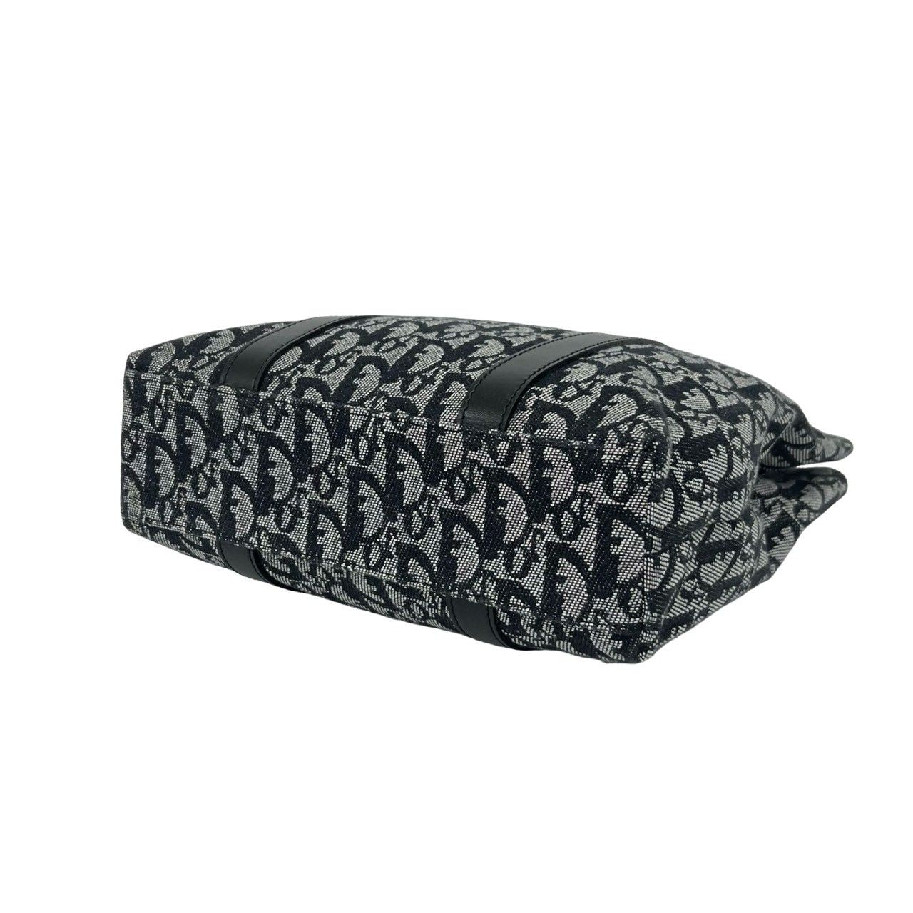 Dior Trotter Pattern Canvas Leather Handbag Mini Tote Black — view 8