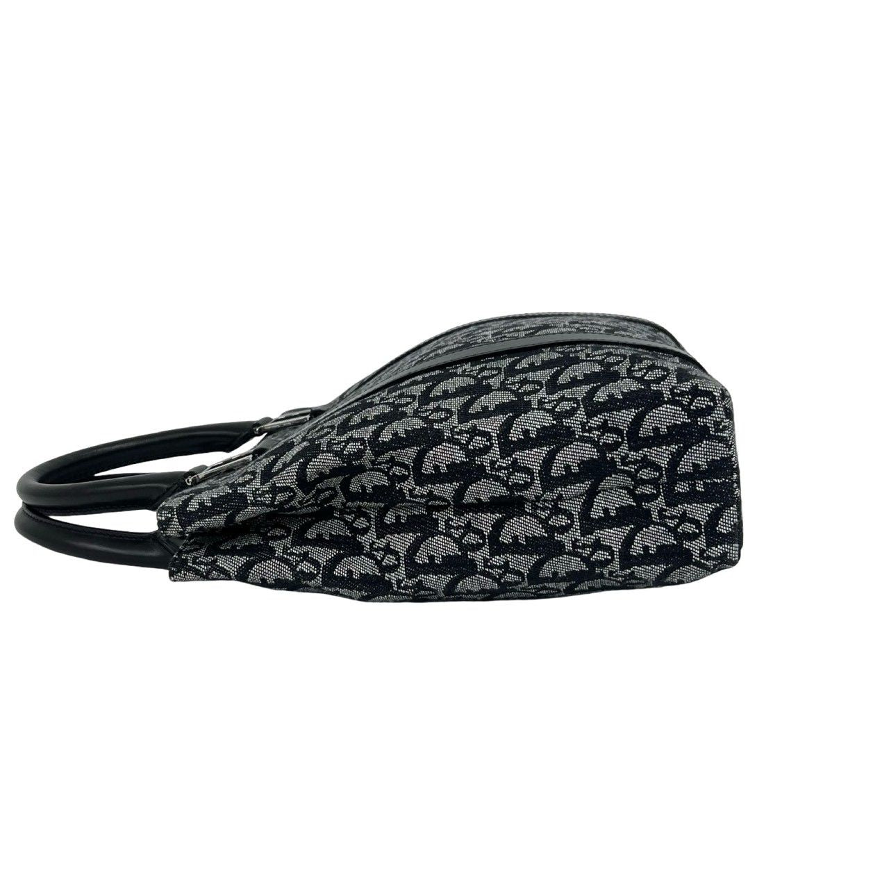 Dior Trotter Pattern Canvas Leather Handbag Mini Tote Black — view 5