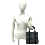Dior Trotter Pattern Canvas Leather Handbag Mini Tote Black — view 2
