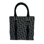 Dior Trotter Pattern Canvas Leather Handbag Mini Tote Black — view 3
