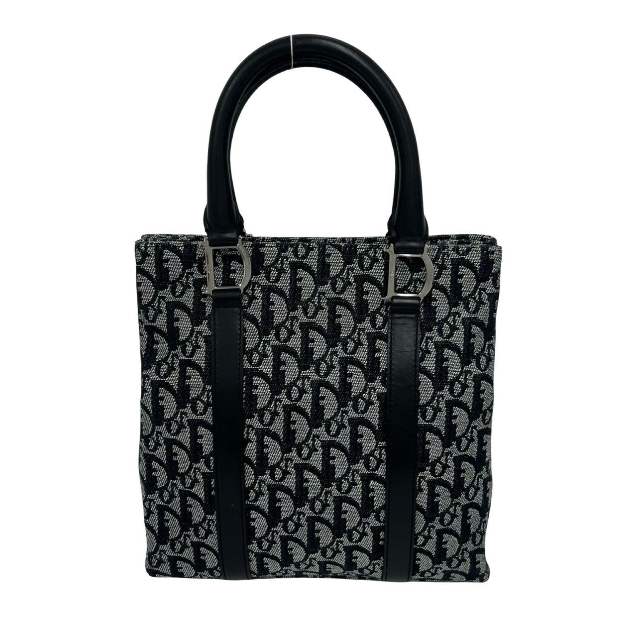 Dior Trotter Pattern Canvas Leather Handbag Mini Tote Black — view 3