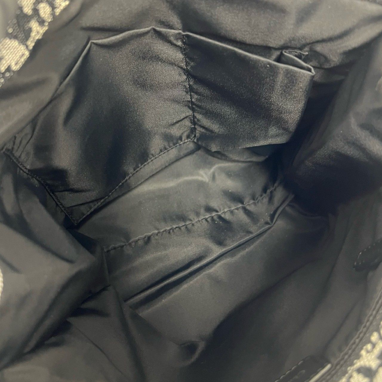 Dior Trotter Pattern Canvas Leather Handbag Mini Tote Black — view 9