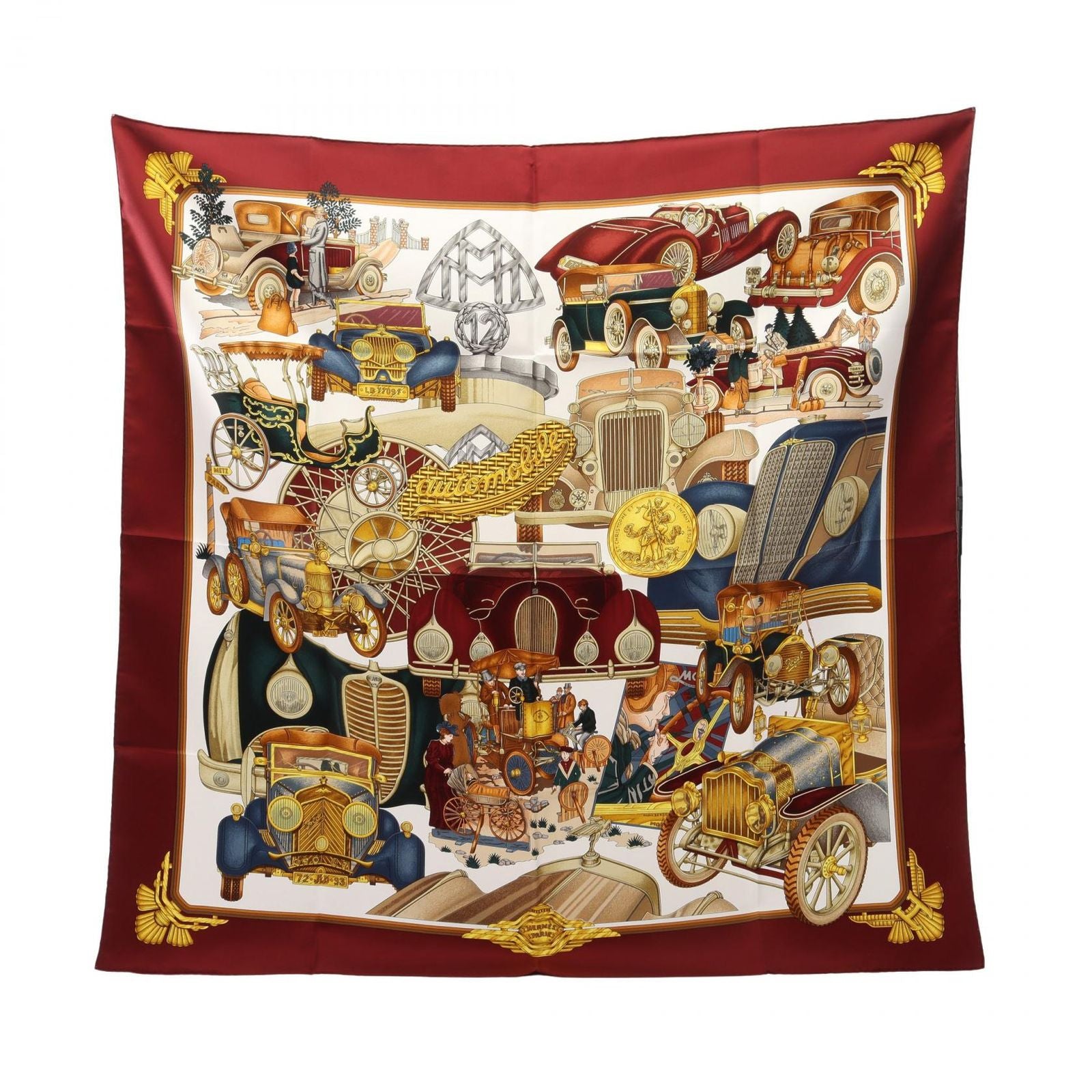 Hermes Scarf Carre 90 Stchristophe Et L'enfant Jesus Automobile Silk