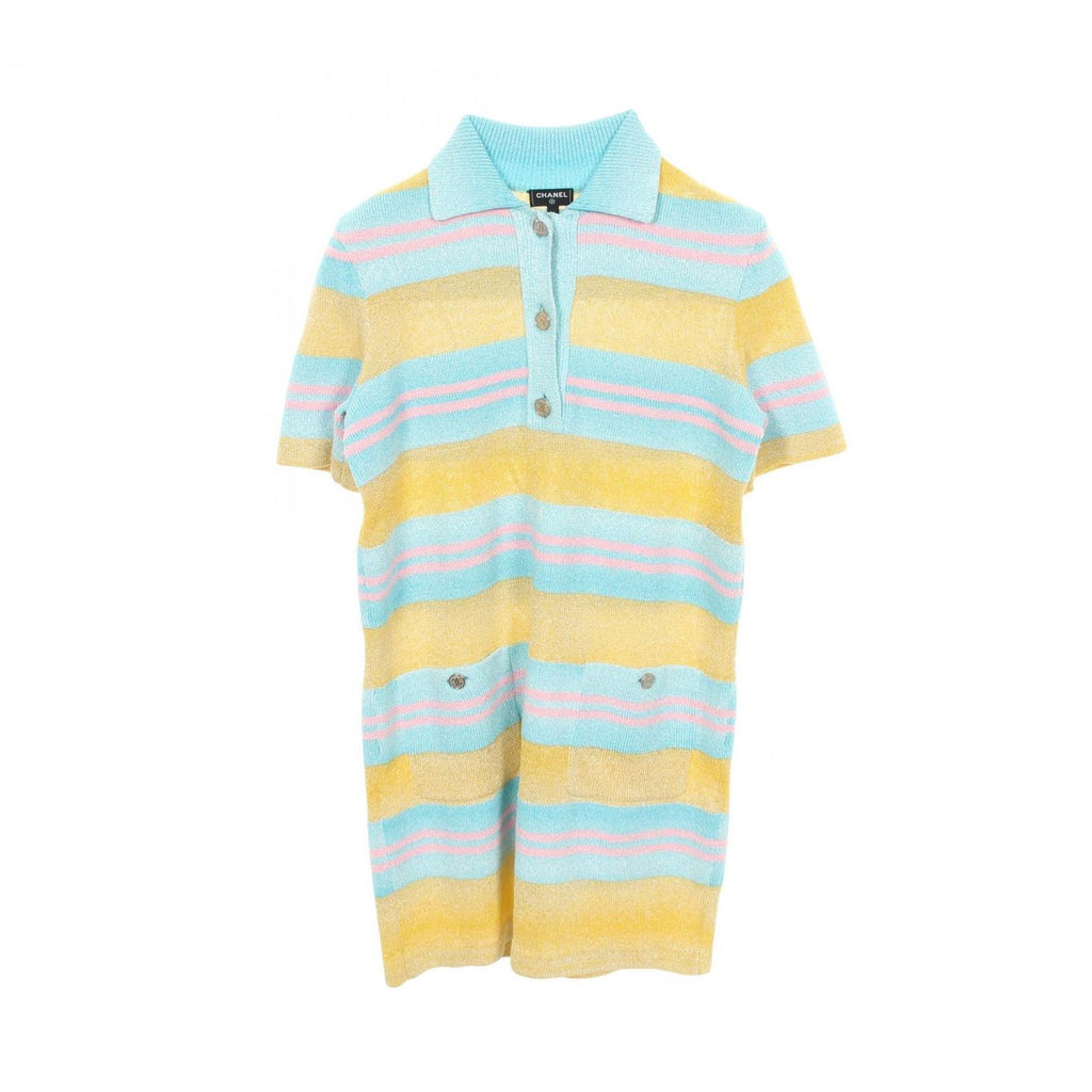 Chanel Dress CC Logo Border Cotton Fabric