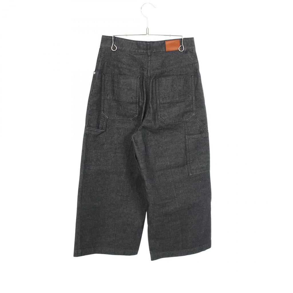 Hermes Denim Pants Clou de Selle Series Button Black Cotton — view 2