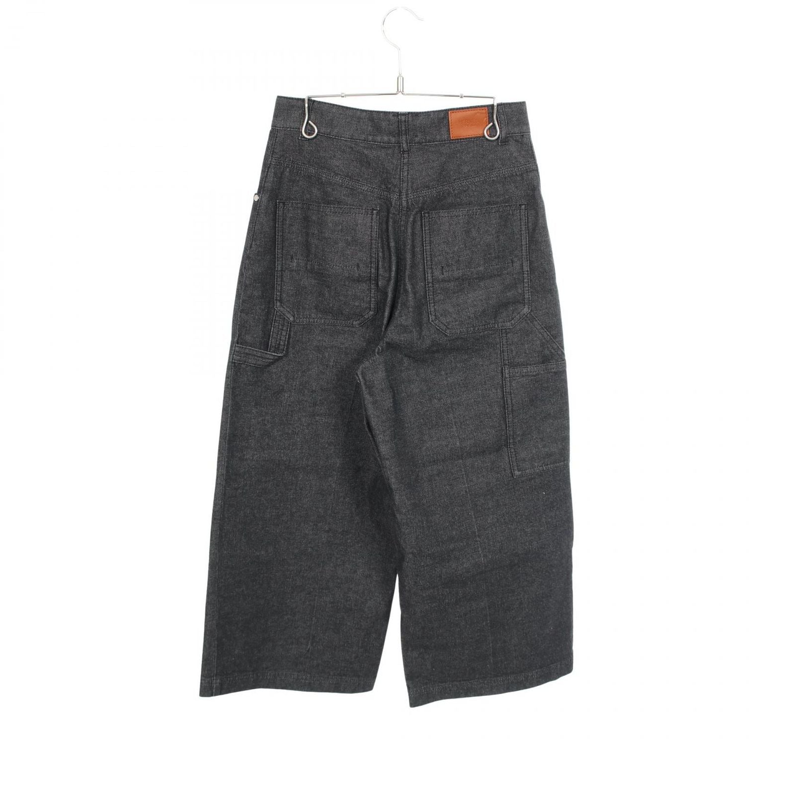 Hermes Denim Pants Clou de Selle Series Button Black Cotton — view 2