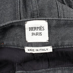 Hermes Denim Pants Clou de Selle Series Button Black Cotton — view 3